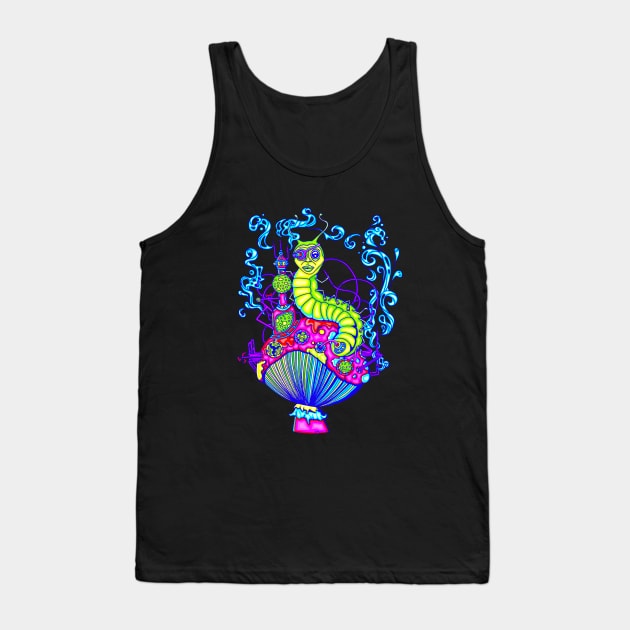 Hooka Smoking Caterpillar Glow Tank Top by ogfx